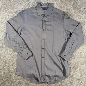 Robert Graham Dress Shirt 16 41 L Geometric Cuff Black Gray Button Front Cotton